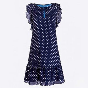 J. Crew Navy Polka Dot Flutter Sleeve Dress…